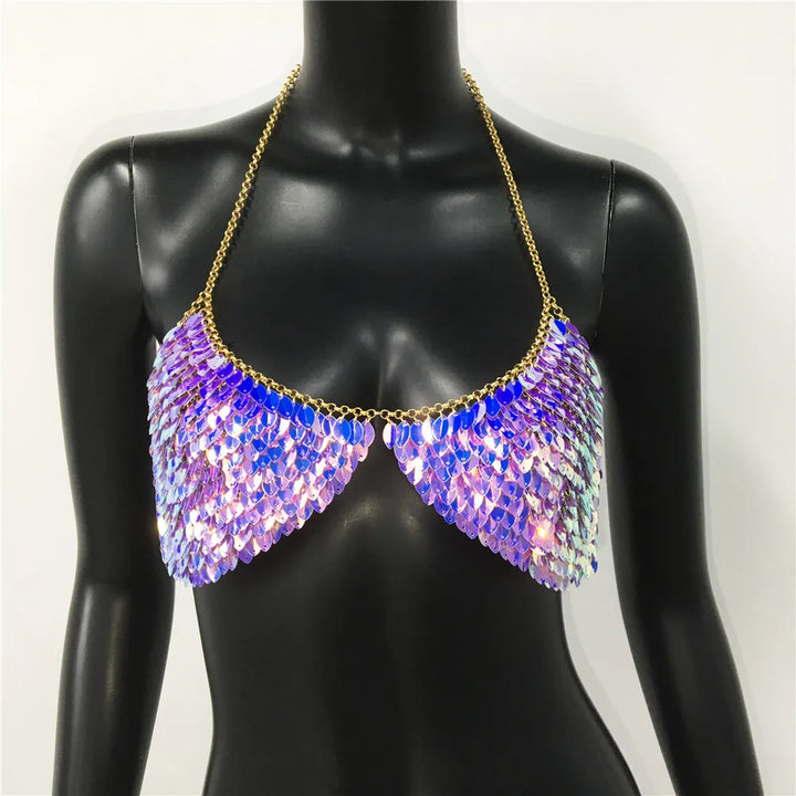 Levoire | Top Court À Sequins Métalliques Scintillant Lilac Taille unique