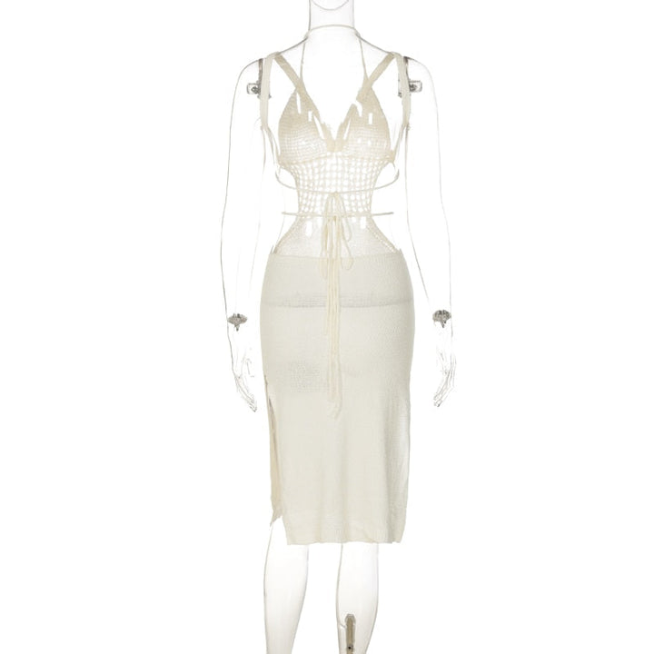 Levoire | Robe Midi Sans Manches Avec Ouverture Au Crochet Et Fente Latérale
