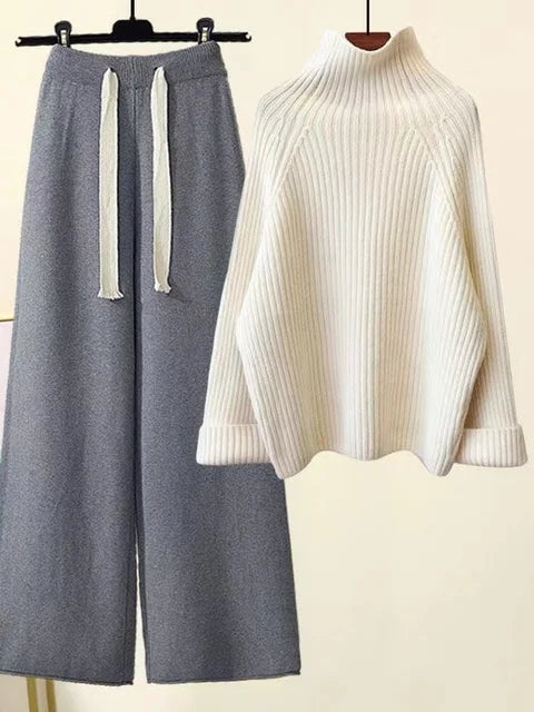 Levoire | Ensemble Deux Pièces Confortable À Manches Longues Blanc Gris