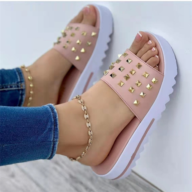 Levoire | De Rivets Pantoufles De Plage Rose