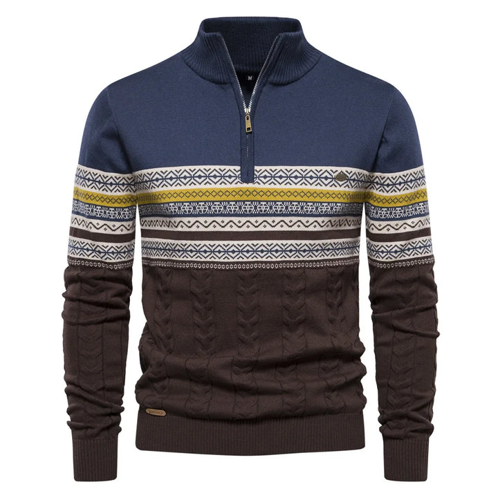 Levoire | Jersey Fair Isle Avec Demi-Fermeture Éclair Jeans bleus
