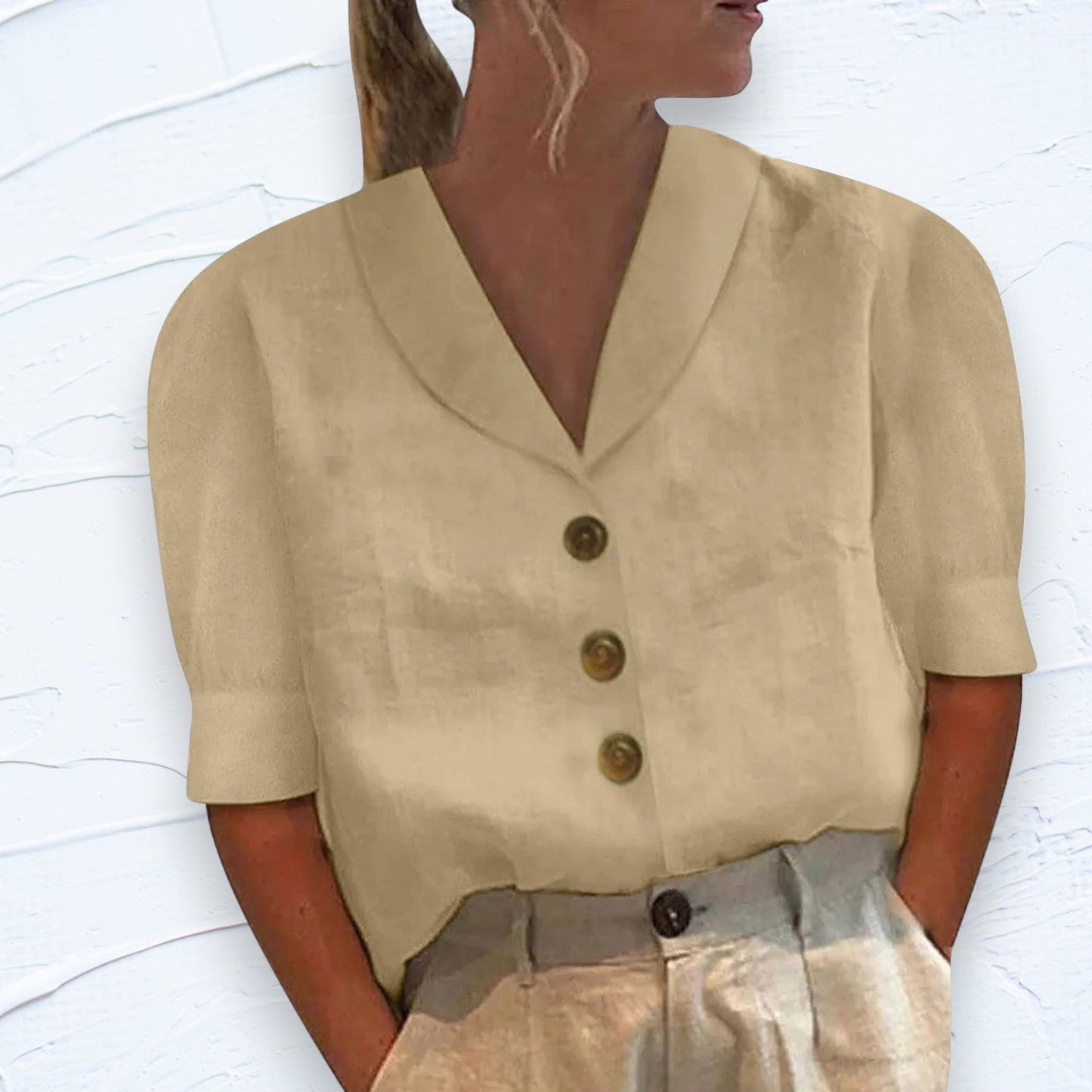 Levoire | Blouse Estivale Fluide Avec Coupe Moderne Beige