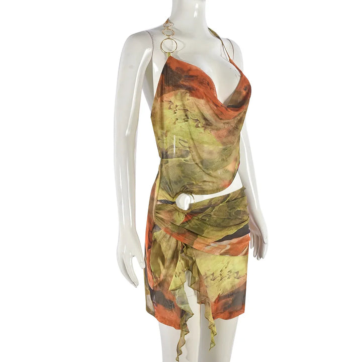 Levoire | Imprimé Sans Manches Courte Mini Robe