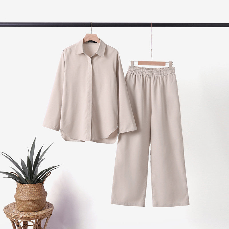 Levoire | Chemise À Manches Longues Et Pantalon Pour Femmes Beige
