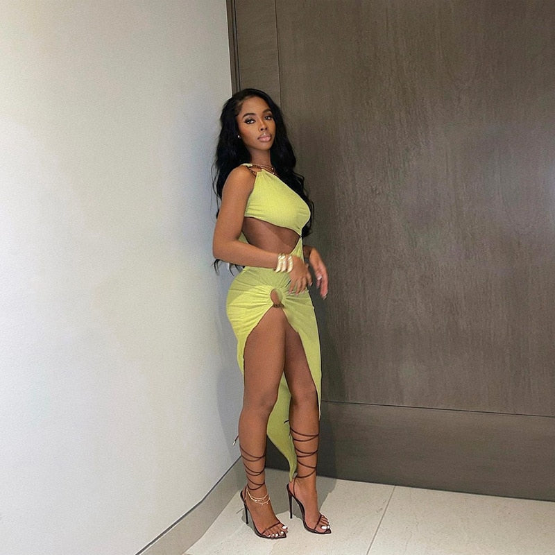 Levoire | Jaune Haut Bodycon Midi-Robe