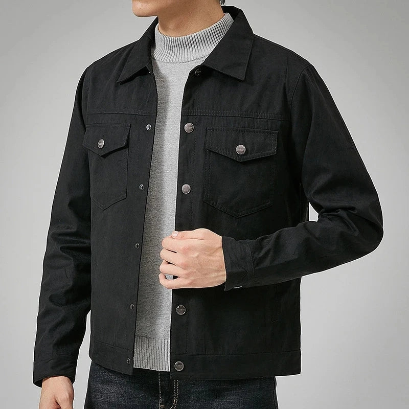 Levoire | Manteau En Daim Décontracté Avec Col Pour Hommes Noir