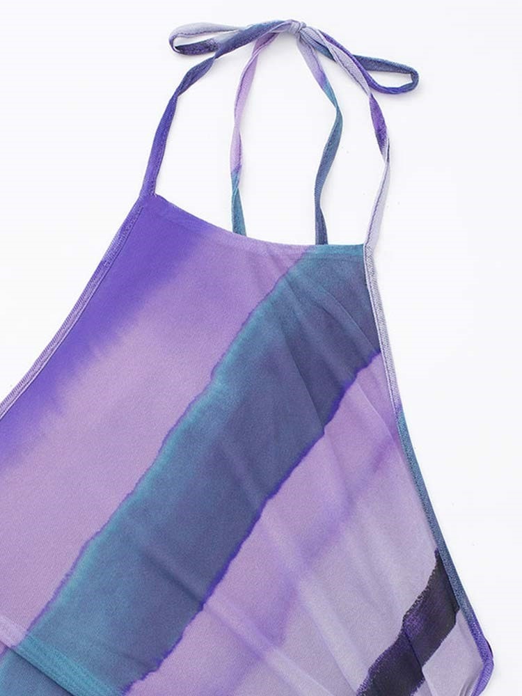 Levoire | Long Striped Tulle Strap Dress