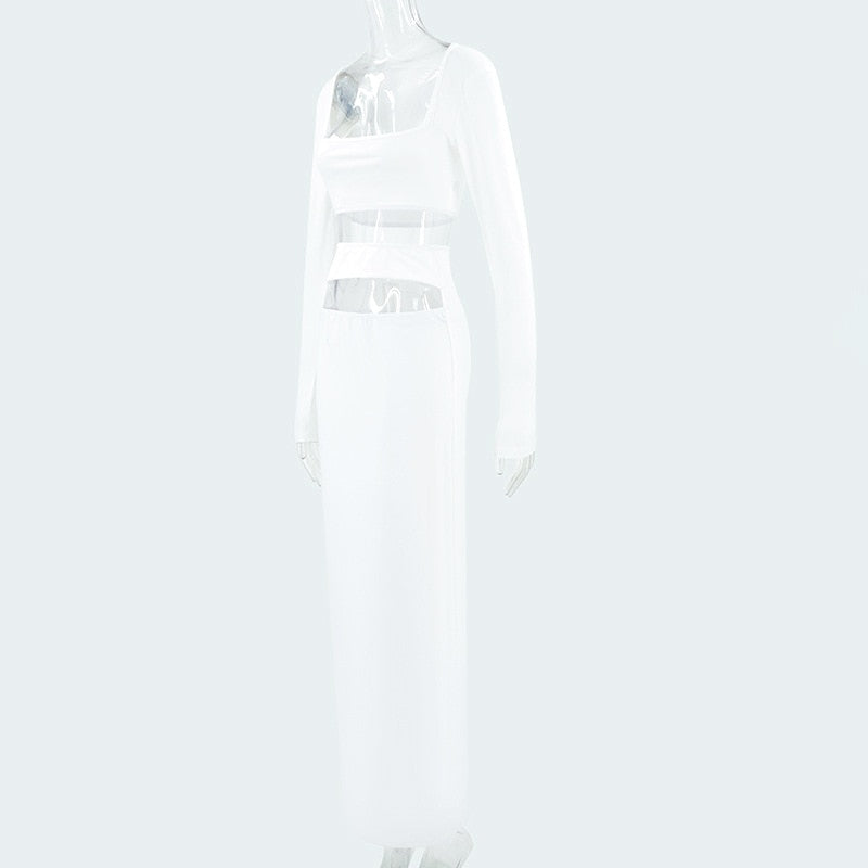 Levoire | Haut À Col Carré Et Jupe Maxi Ensemble