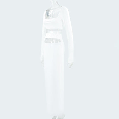 Levoire | Haut À Col Carré Et Jupe Maxi Ensemble