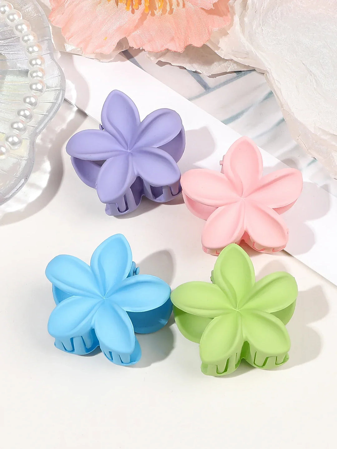 Levoire | De 4 Barrettes Fleurs Hawaïennes Roses Pour Femmes Style B