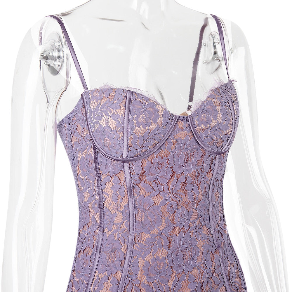 Levoire | Robe Mini Sans Manches Lilas Blondes Dos Nu