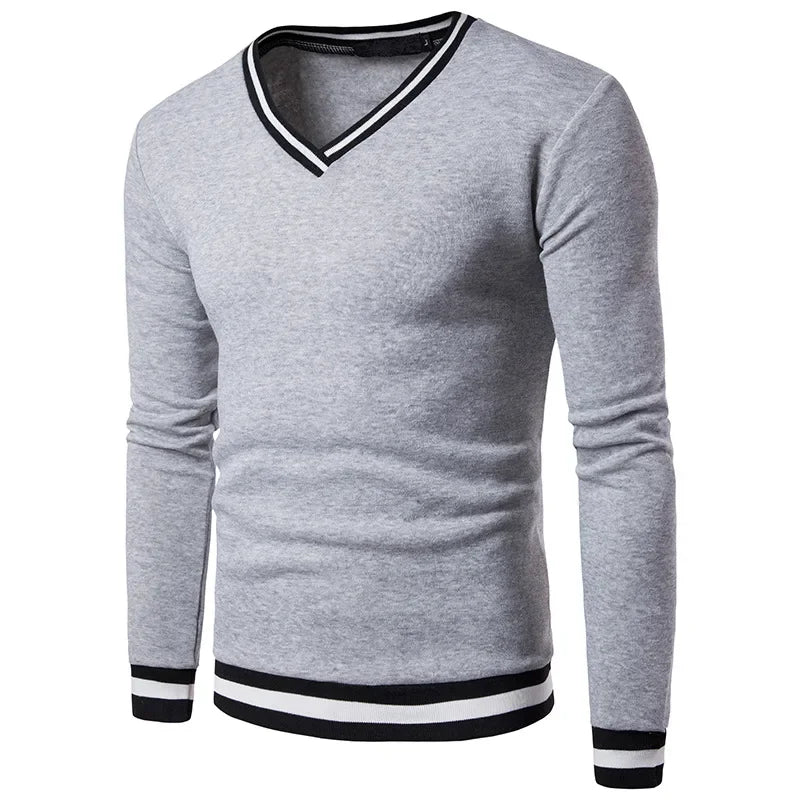 Levoire | Pull En Tricot Décontracté Avec Décolleté En V Pour Hommes Gris clair