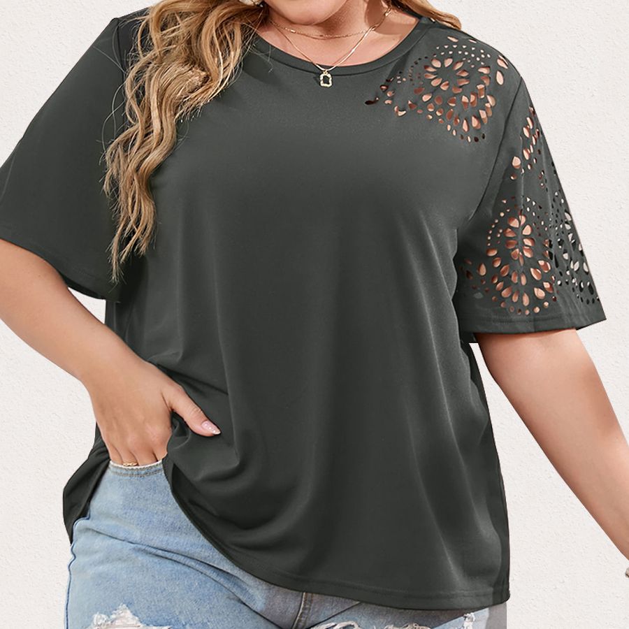 Levoire | T-Shirt En Chiffon Avec Découpes Pour Femmes Gris foncé