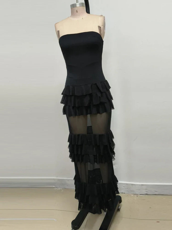Levoire | Robe Longue Sexy Sans Bretelles Rü Schenschichtungen Patchwork