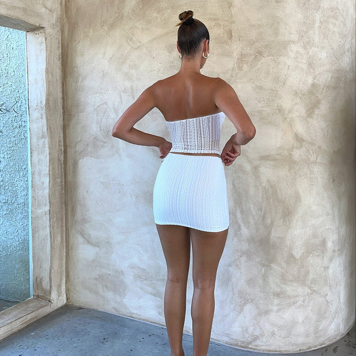 Levoire | Spiss-Hollow-Sans Bretelles Crop Top & Minijupe Ensemble