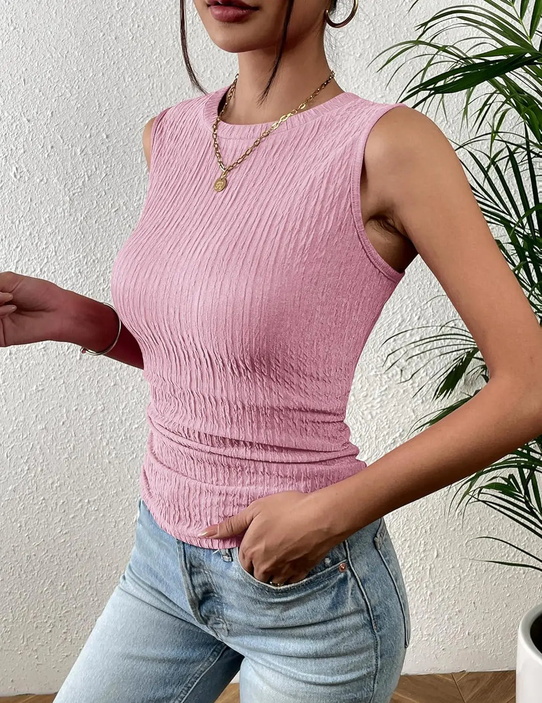Levoire | Top Pour Femmes Avec Encolure Haute Rose clair