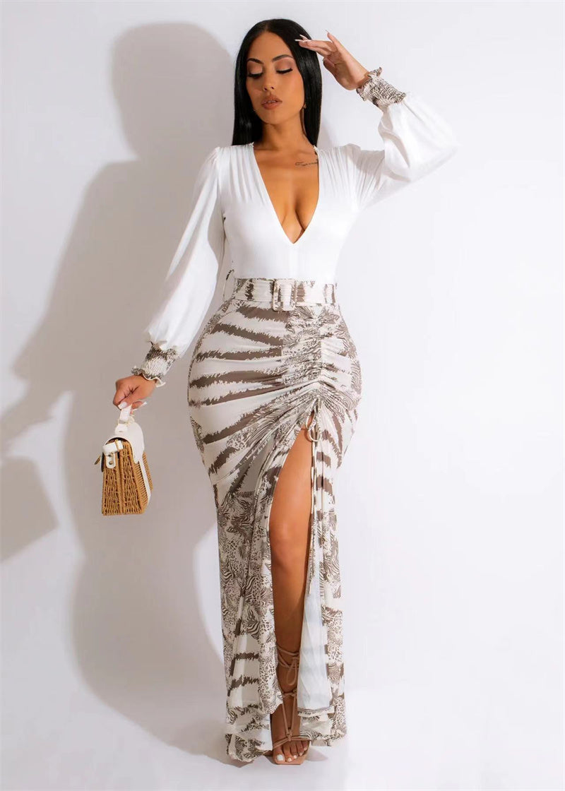 Levoire | Robe Maxi Dyp V-Glad Zebra