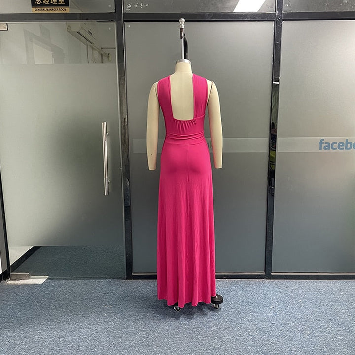 Levoire | Rose Clair Halterneck Off-Shoulder Robe Maxi High