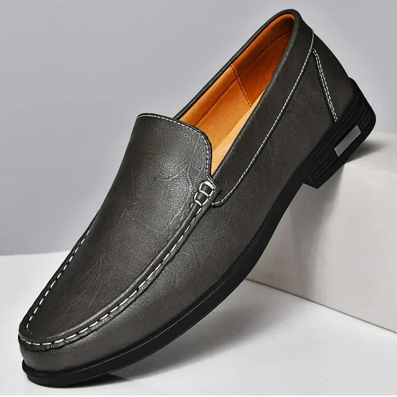 Levoire | Chaussures En Cuir Pour Hommes Élégantes À Enfiler gris foncé