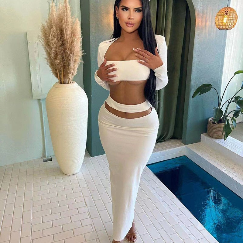 Levoire | Haut À Col Carré Et Jupe Maxi Ensemble