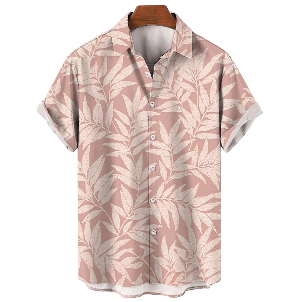 Levoire | Chemise Hawaïenne À Manches Courtes En Style Motif Pour Hommes Rosa et rose clair