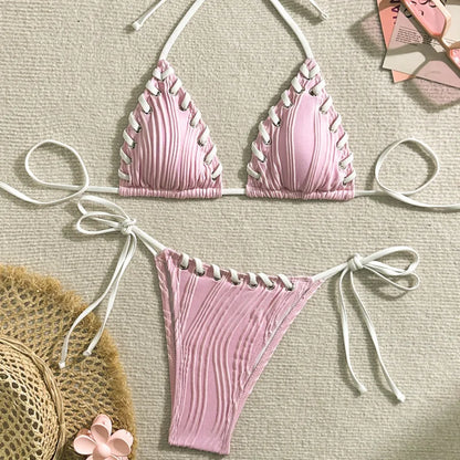 Levoire | Bikini Maillot De Bain Avec Cordons Décoratifs Rosa