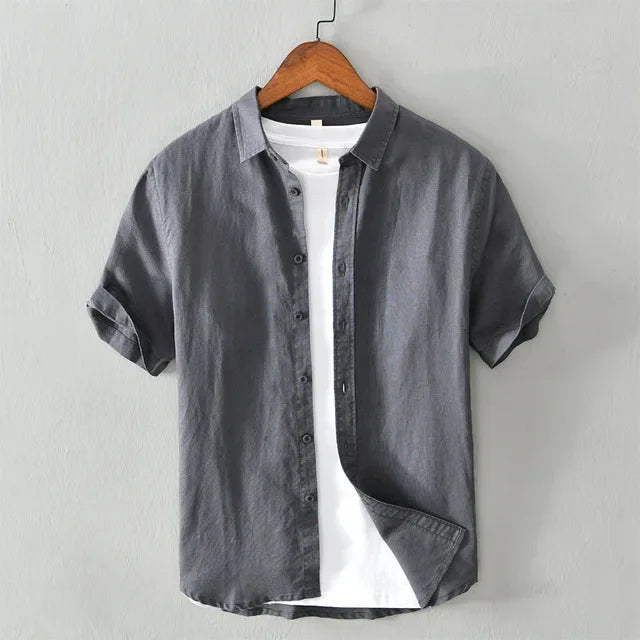 Levoire | Chemise En Lin Decontractee Intemporelle Hommes Gris foncé