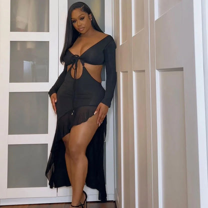 Levoire | Sans Manches Robe Asymétrique Dos Nu Taille Haute