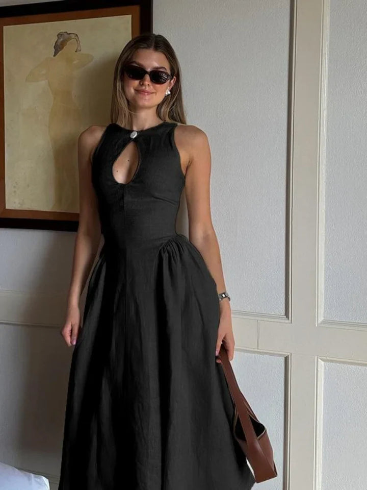 Levoire | Robe Maxi Élégante Sans Bretelles Uni Noir