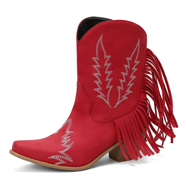 Levoire | Bottines Cowboy Avec Franges Rot