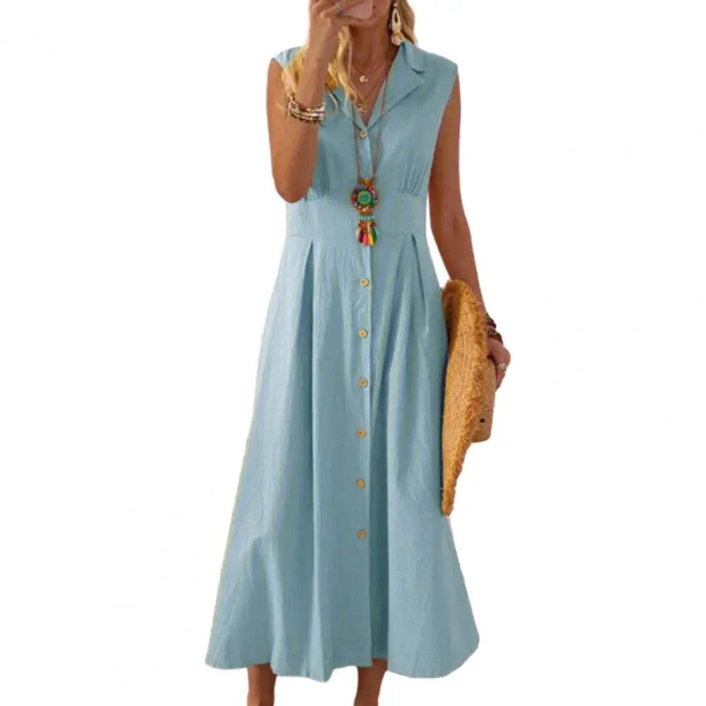 Levoire | Printemps Décontracté Femme Robe longue Bleu