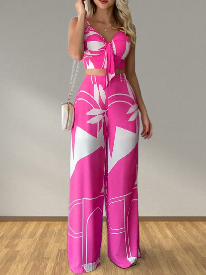 Levoire | Haut Sans Manches Et Pantalons Larges Rose foncé