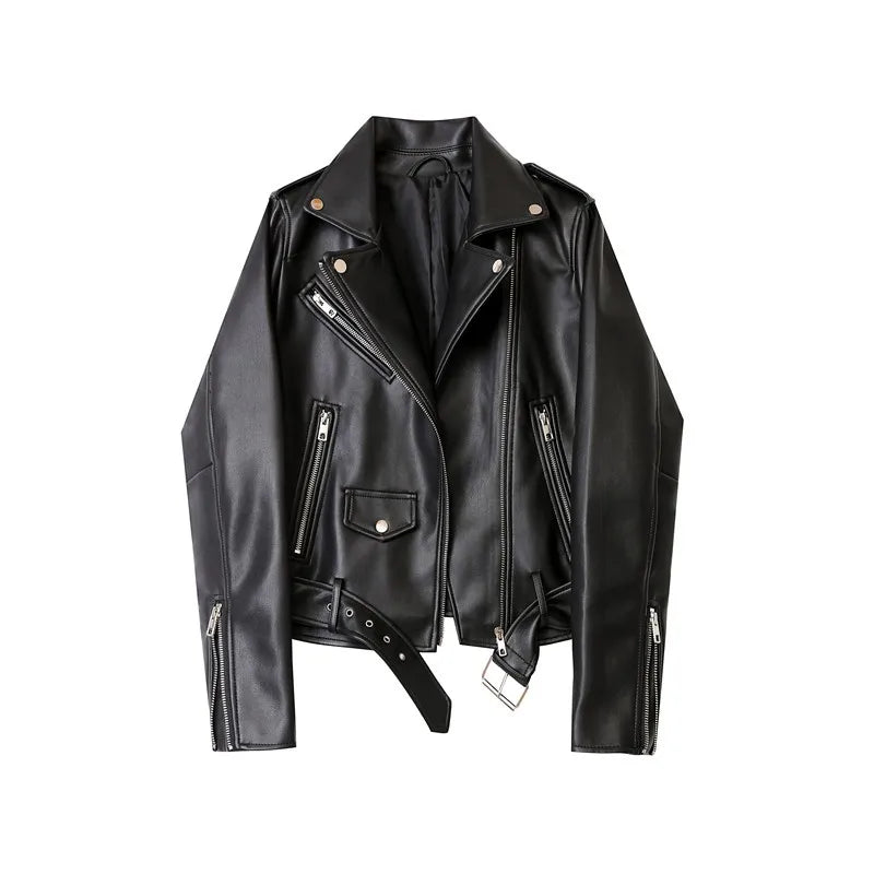 Levoire | Veste En Cuir Élégante Avec Ceinture À La Taille Noir