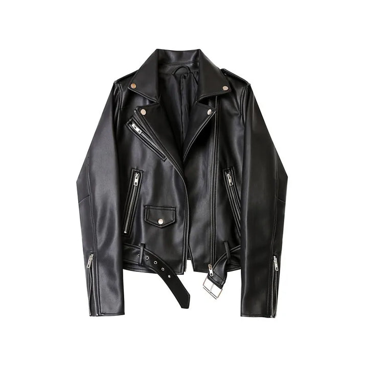 Levoire | Veste En Cuir Élégante Avec Ceinture À La Taille Noir