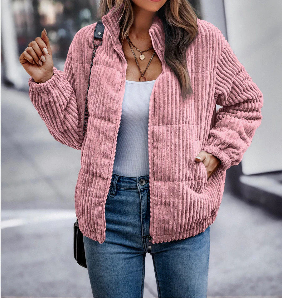 Levoire | Veste De Collège À Manches Longues Avec Fermeture Éclair Et Poches Rosa