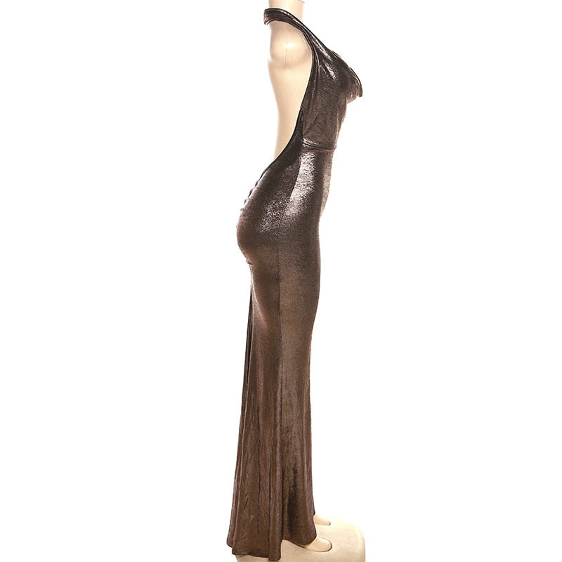 Levoire | Robe Maxi À Volants Métallisés Sans Manches