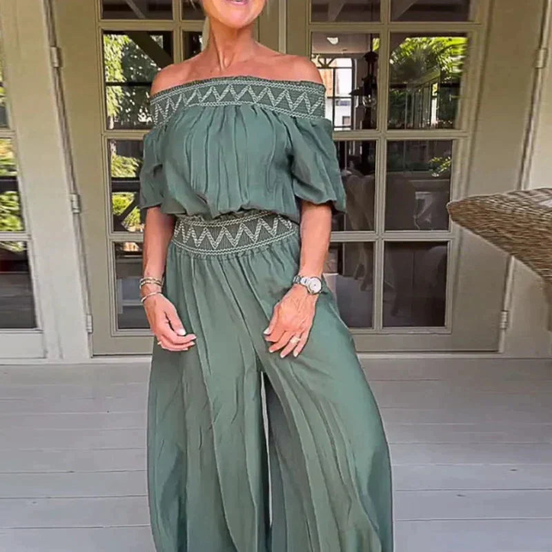 Levoire | Combinaison À Manches Courtes Avec Taille Élastique Vert