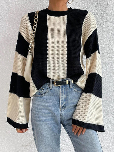 Levoire | Pull À Col Rond Loose Rayé Avec Manches Longues