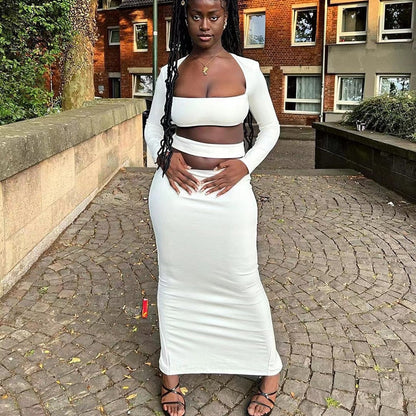 Levoire | Haut À Col Carré Et Jupe Maxi Ensemble