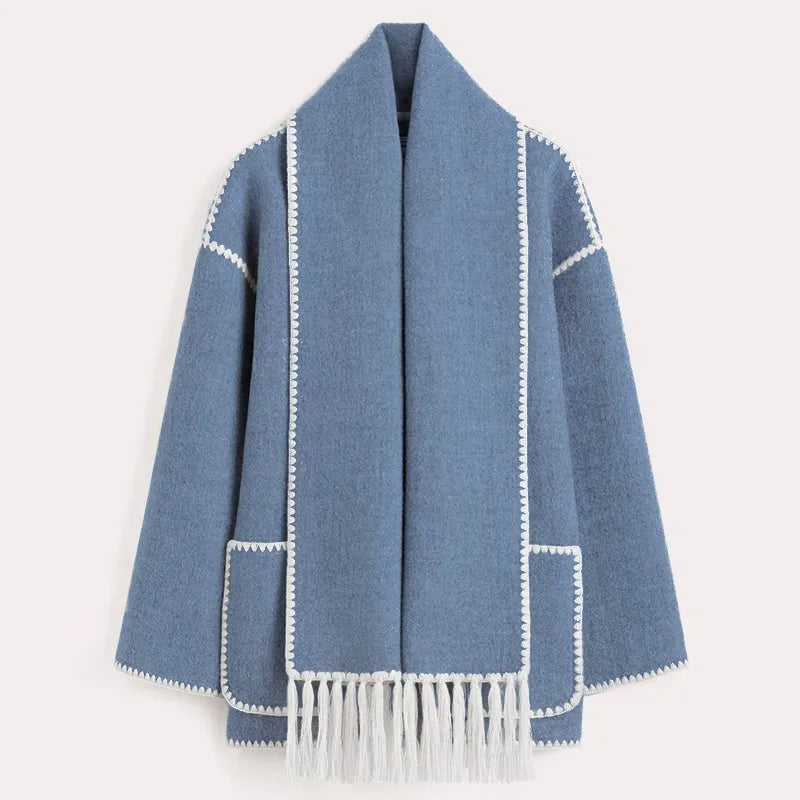 Levoire | Veste Femme Avec Écharpe Bleu