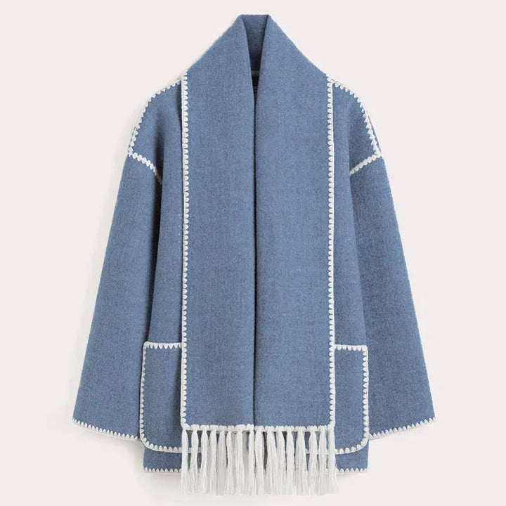 Levoire | Veste Femme Avec Écharpe Bleu