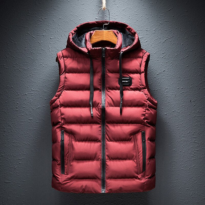 Levoire | Gilet avec Design Matelassé et Capuche pour l'Automne Rouge