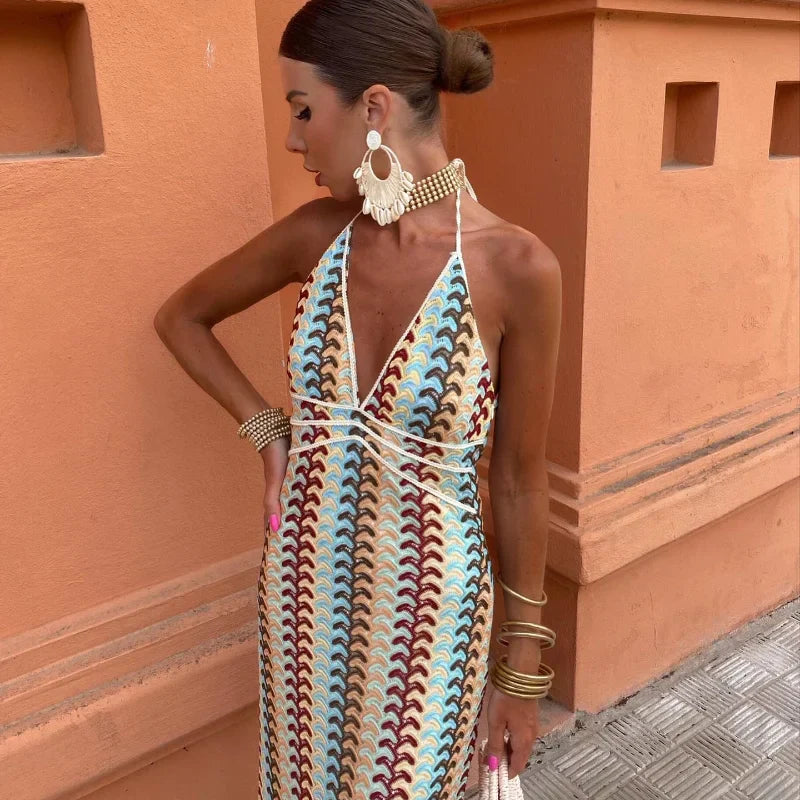 Levoire | Robe D'Été Tendance Sans Manches Avec Décolleté En V Profond Pour Femmes