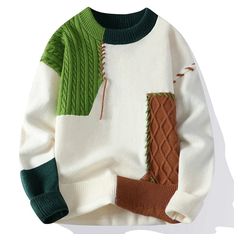 Levoire | Utrecht - Pull En Tricot Patchwork Vert