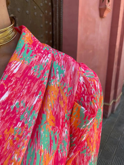 Levoire | Manches Courtes, Fendu, Combinaison Imprimée À Taille Haute