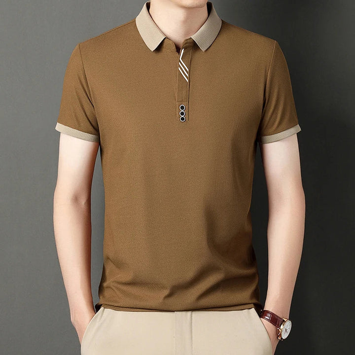 Levoire | Polo Moderne Stylé Pour Hommes Avec Col En V Braun