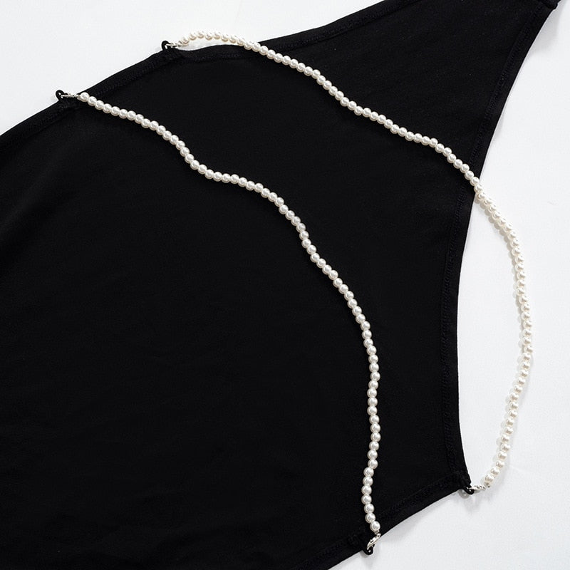Levoire | Noir Fils Perle Jupe Longue Robe