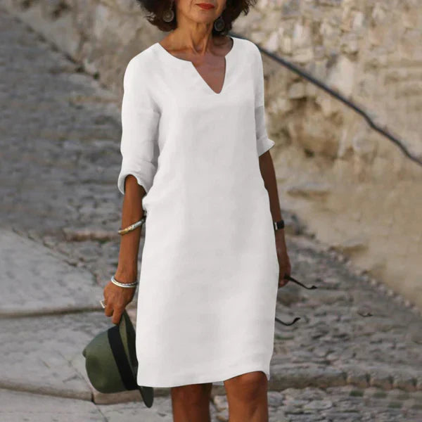 Levoire | Robe à manches trois-quarts à col en V Blanc
