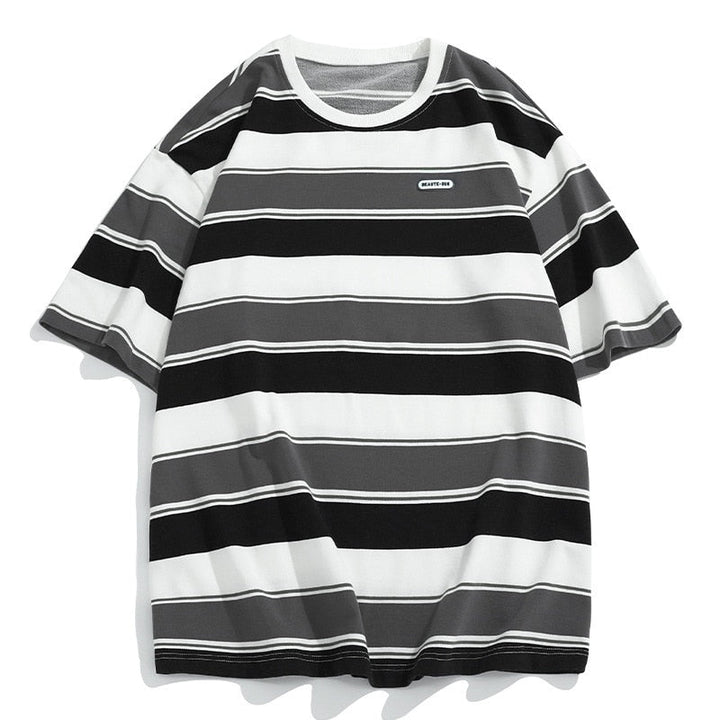Levoire | T-Shirt Rayé Assorti - Montre Ton Amour Avec Ces T-Shirts Élégants Et Assortis Noir