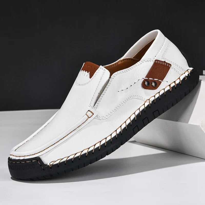 Levoire | Chaussons Cuir Souple Homme Blanc